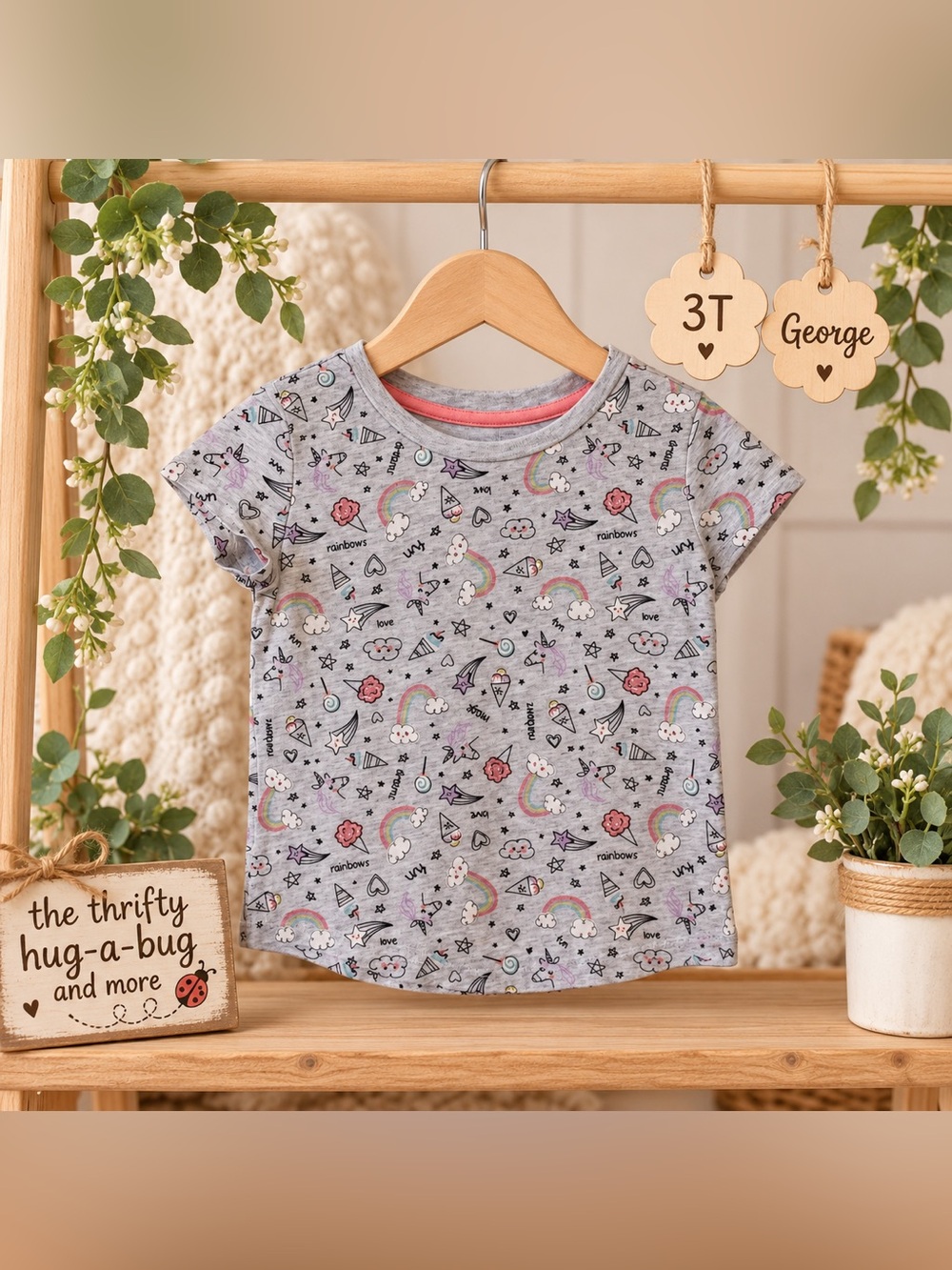 George Girls Rainbow Print T-Shirt | Size 3T 🌈✨